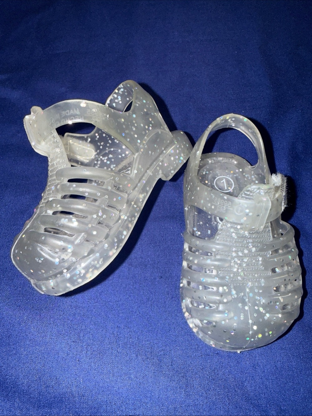 Teeny Toes Infant Clear Glitter Jelly Sandals Size 1